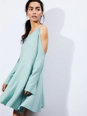 Free People Clear Skies Cold Shoulder Tunic Dress in mint NWT